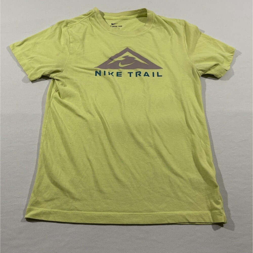 Nike Mens Trail Dri-FIT Crew Short Sleeve T-Shirt Light Lemon Twist Tee Sz S - Picture 2 of 10